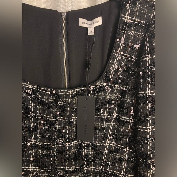 Gianni Bini Black and White Sequin Tweed Dress size 6 NWT - Picture 5 of 16
